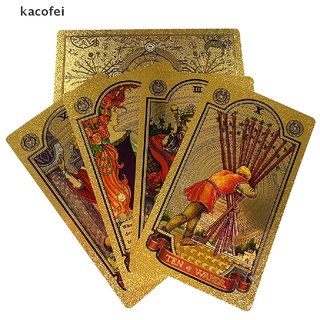 [kacofei] Papel Manual Dourado Marca De Tarô Bronzeado PVC Impermeável Placa De Jogo De Tabuleiro Resistente Ao Desgaste Cartão Oráculo Idioma BR