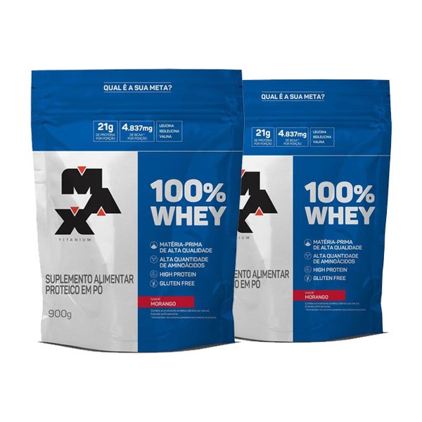 Kit 2x 100% Whey Protein Concentrado 900g – Max Titanium