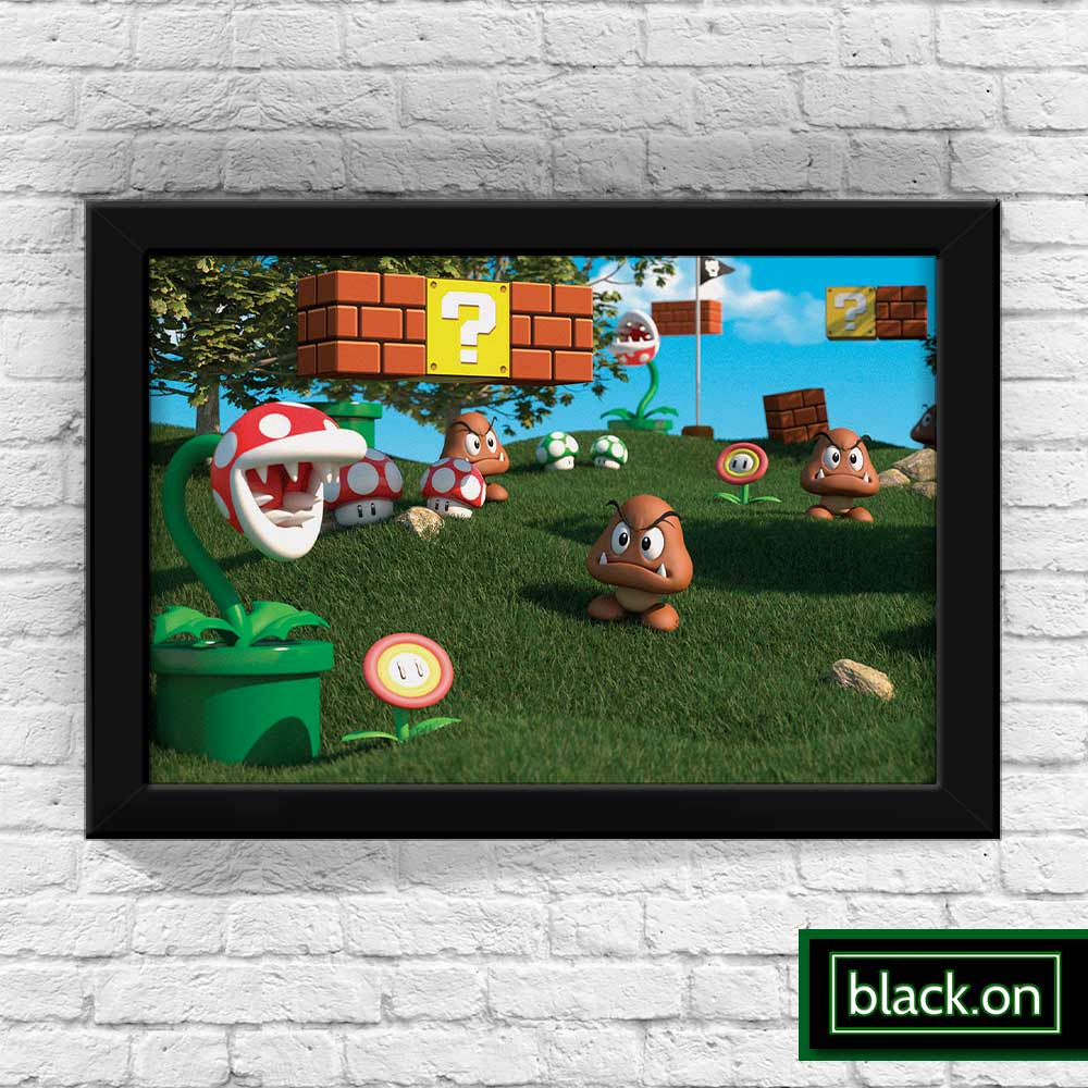 Poster Quadro Moldura Jogo Game Super Mario Bros 3 32x23cm 1