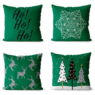 Kit 4 capas de almofadas para o natal verde