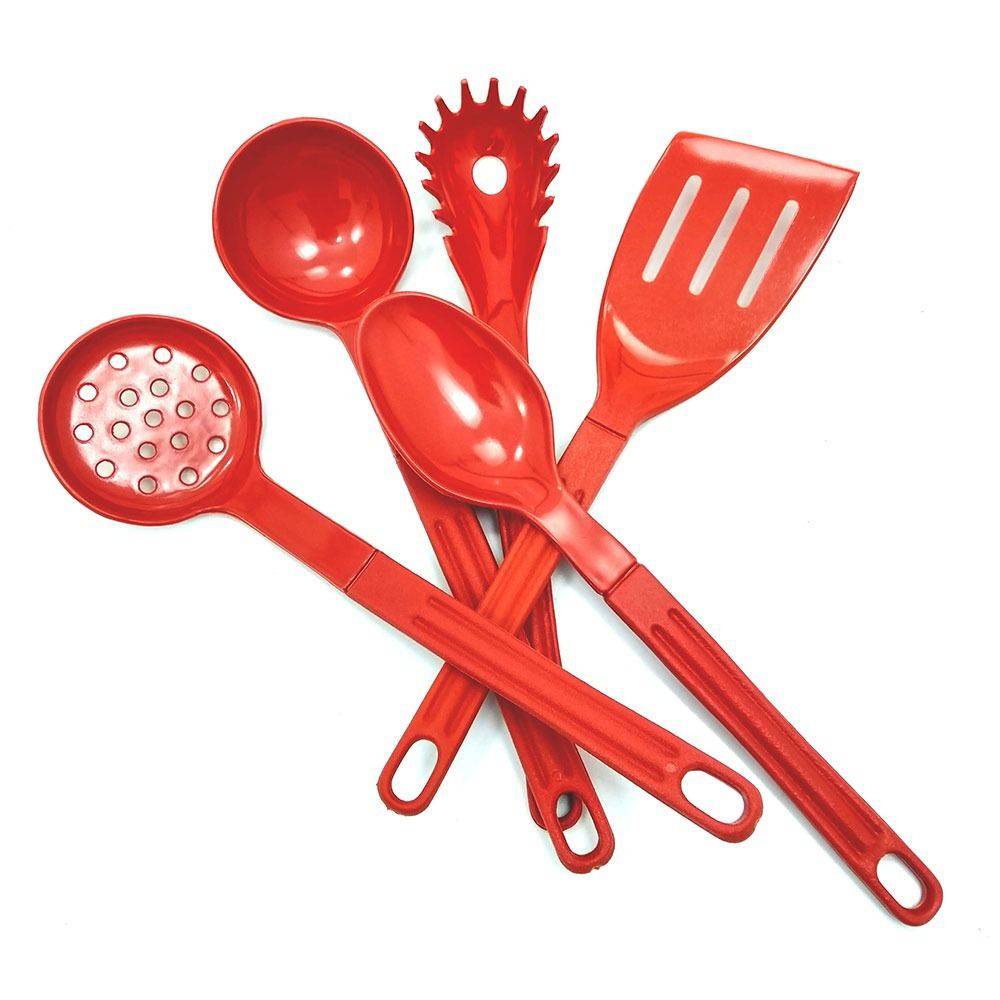 Utensílios de cozinha 5 Peças De Talheres Em Nylon Para Servir Vermelho