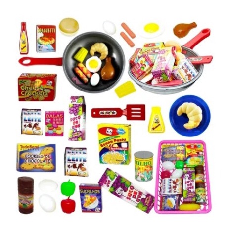 Kit mercadinho comidinhas de brinquedo infantil Cozinha Frutas legumes  Mantimentos c/ Frigideira em Promoção na Americanas