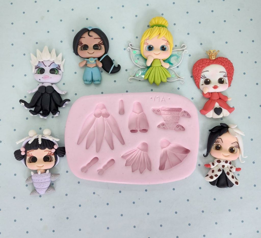 Molde de silicone Aplique Personagens (Jasmim, Rainha Má, Boo monstros ...