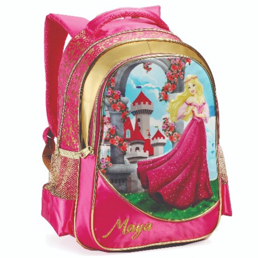 Mochila Infantil Feminina Princesa de Costas Reforçada