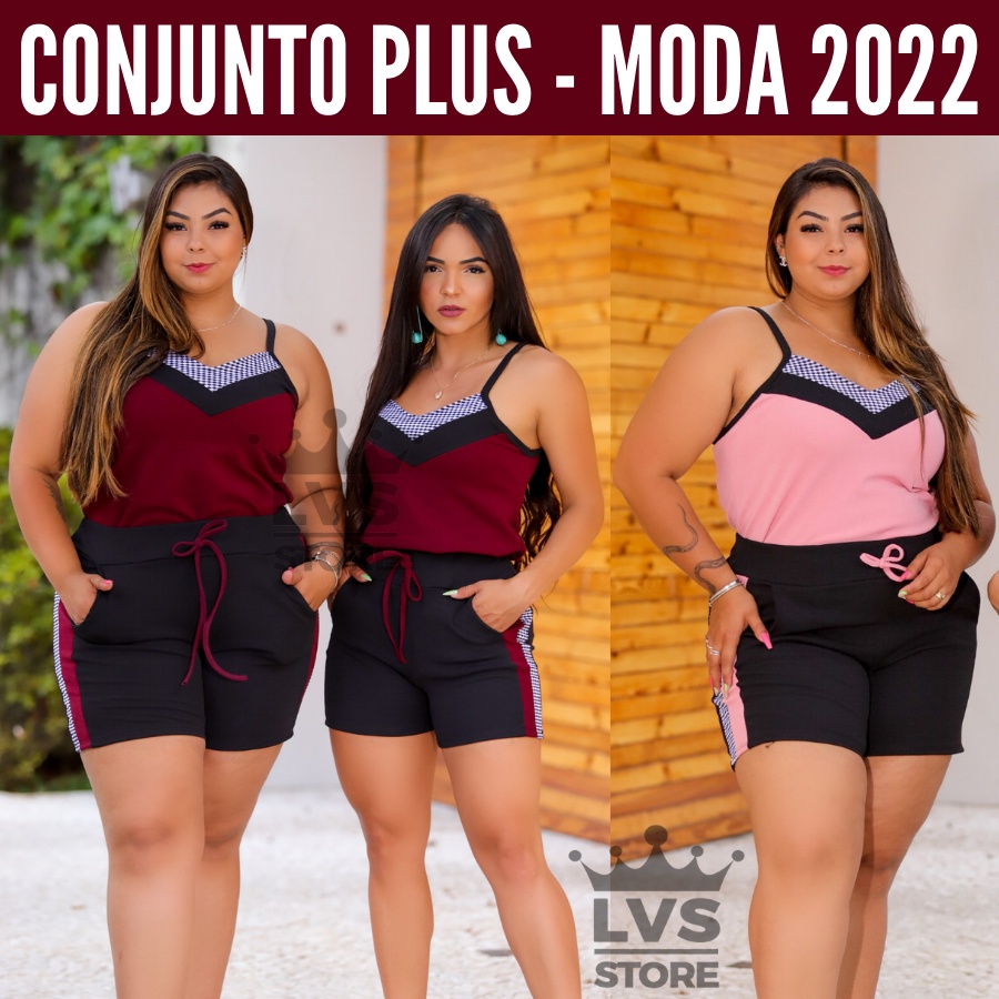 Conjunto Feminino Roupas Femininas Conjuntos Short e Blusa G e GG Grande  Conjuntinhos Roupa Femininas Plus Size Moda