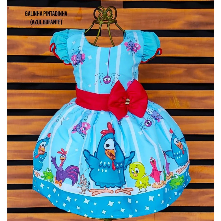 Vestido de festa infantil da store galinha pintadinha