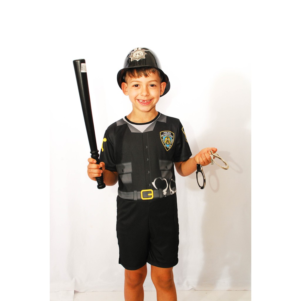 Conjunto Fantasia Infantil Policial em Poliéster + Brinde