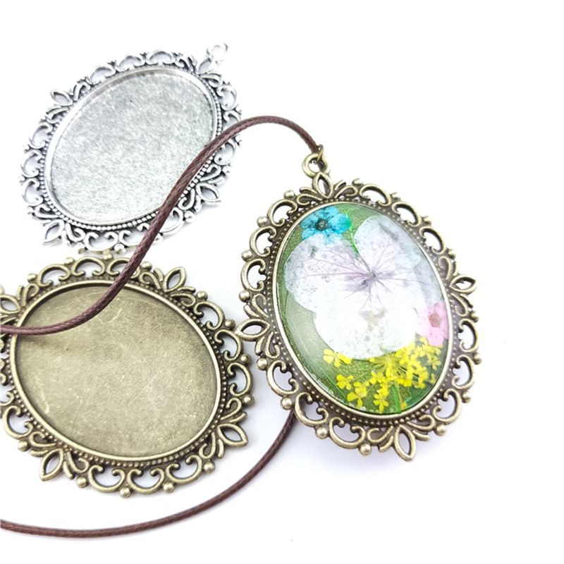 Du 10 Pçs Bandeja Oval Com Pingente E 10 Peças De Vidro / Cúpula / Azulejos / Cabochon / Bijuteria / Fazendo