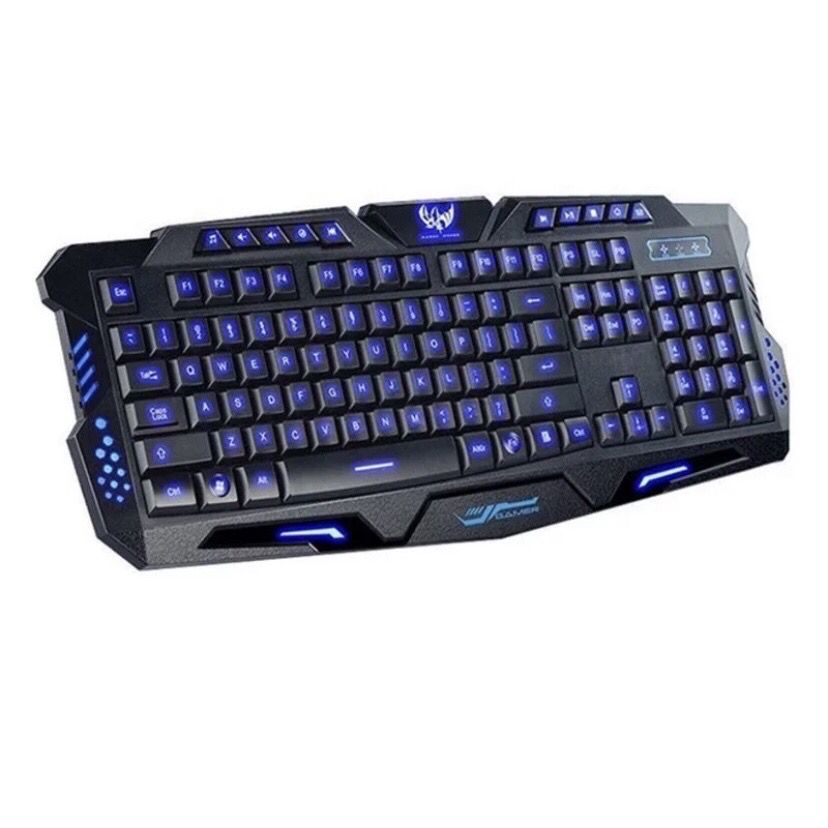 Teclado gamer Exbom ka-658 QWERTY português Brasil cor preto com luz 3 cores