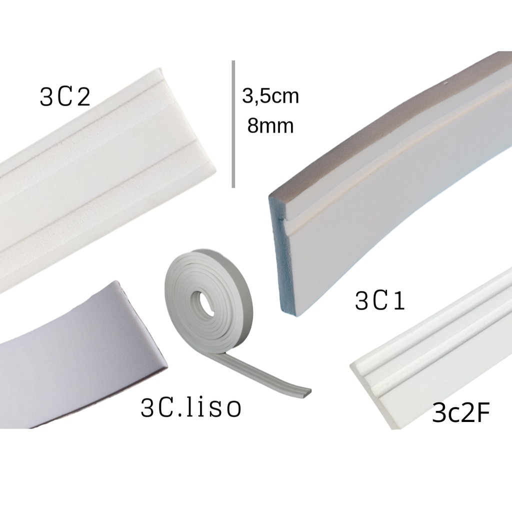 Eva Flexível 3,5cm 9 Metros Metros, Rodapé Moldura Autocolante Boiserie Roda Meio