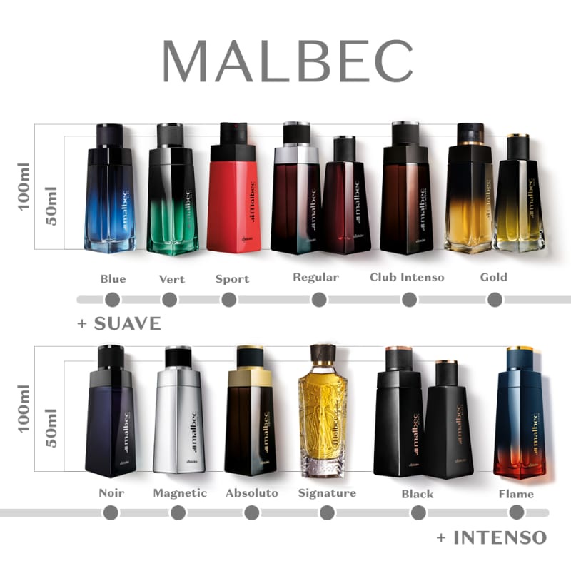 Perfume Masculino Malbec Desodorante Colônia 100ml - Várias fragrâncias Boticário - Escolha a sua preferida: Tradicional, Club, Noir, Magnetic, Gold ou Bleu.