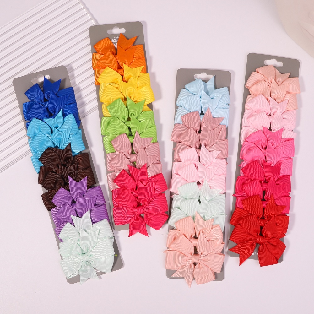 10 Pçs/set Fita De Gorgorão Arcos Grampos De Cabelo Para A Menina Cor Sólida Boutique Headware Crianças Acessórios O