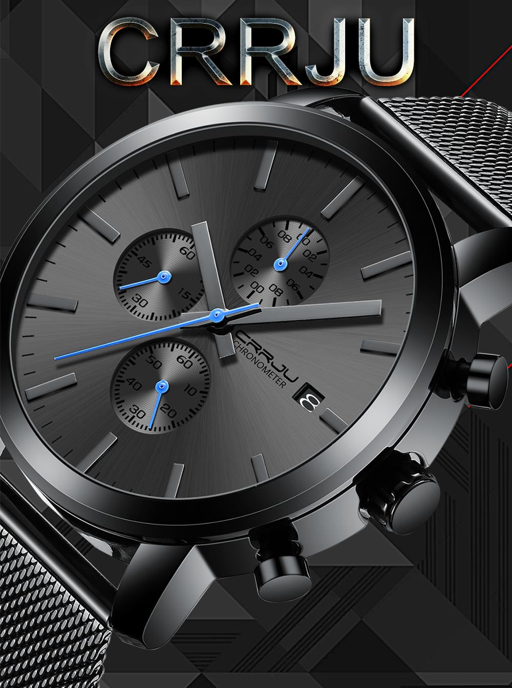 CRRJU Orologio Analogico al Quarzo Uomo con Cinturino in Lega di Acciaio 2266B-RG