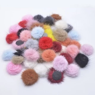 10 Pcs 30mm Mink Bola De Pelúcia Com Junta De Botton Para DIY Headwear Hairclip Bow Acessório Artesanal Pano De Bebê Chapéu Sapato Decoração