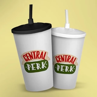 Copo ECO com Tampa e Canudo Branco Central Perk