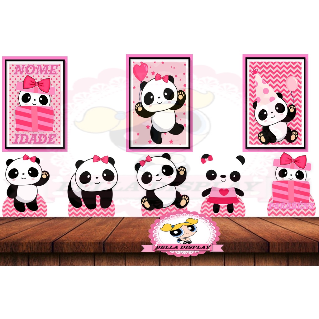 Panda Rosa kit festa | Shopee Brasil