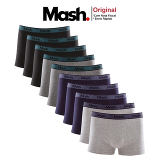 Kit com 10 Cuecas Mash Boxer box Modelo Tradicional em Cotton Algodao Original Masculina