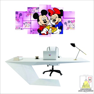 QUADRO DECORATIVO MOSAICO 5 PEÇAS MINNIE E MICKEY