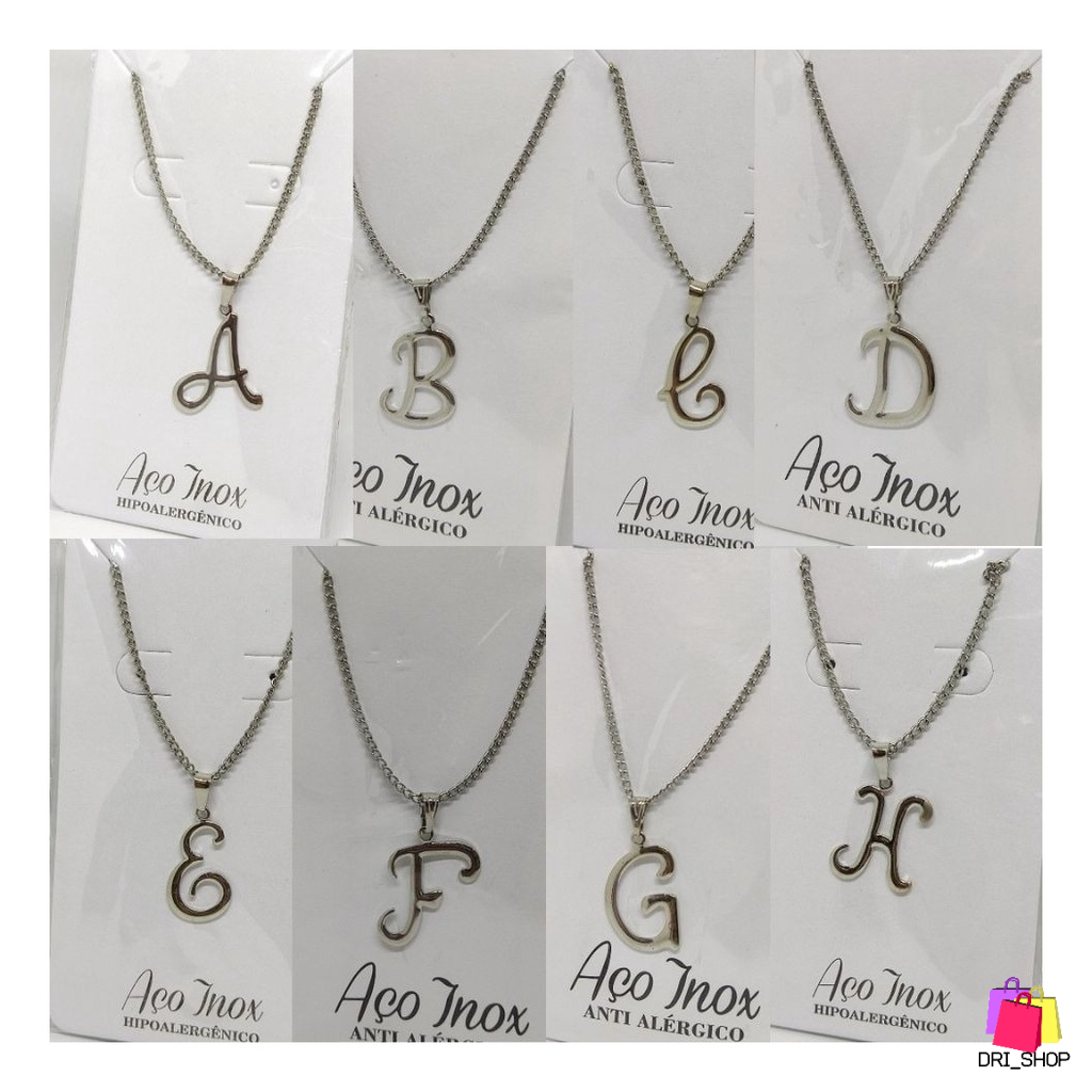 Colar Letra Inicial Nome Aço Prateado (cl-01) | Shopee Brasil