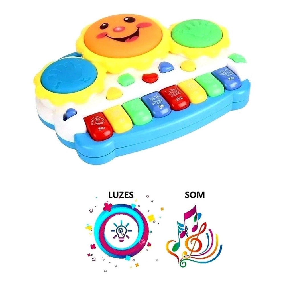 Teclado Infantil Piano Musical Tambor com Musica e Led - Fungame CPO56707