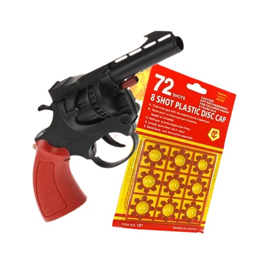 Revolver Arma De Brinquedo Espoleta Reforçado Com 5 Cartela