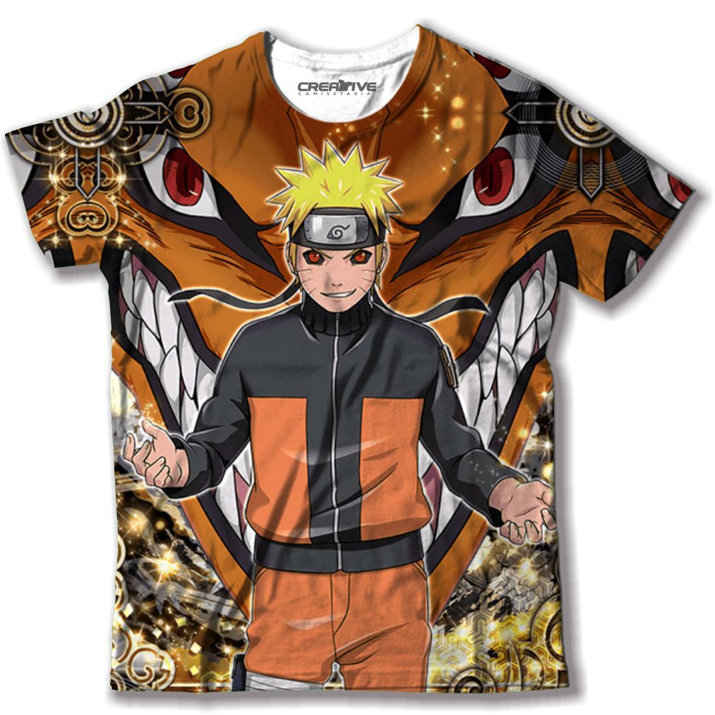 Camiseta Camisa Estampada Full Anime Naruto Aldeia da Folha