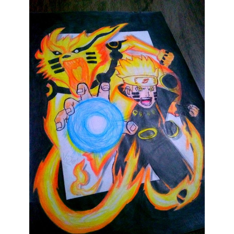 Print tamanho a4 do desenho do Naruto modo kurama