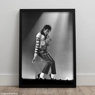 Quadro Michael Jackson Bad Tour Rei Do Pop Pôster C/ Moldura A4 e A3