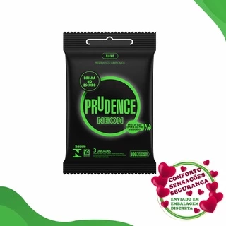 Camisinha Preservativo Lubrificado Neon Prudence Pacote 3 Unidades