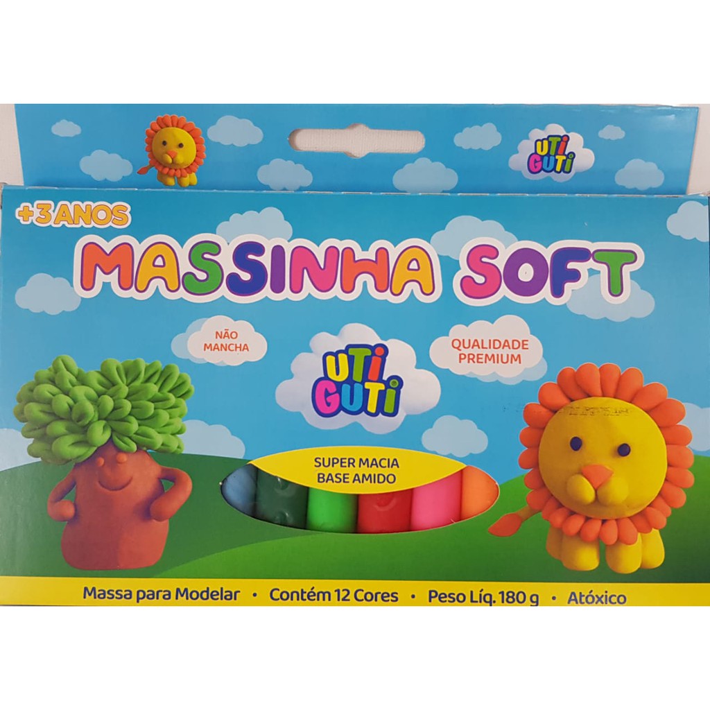 Massinha de Modelar Soft Uti Guti 12 cores - 180g | Shopee Brasil