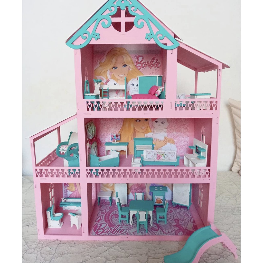 Casinha casa infantil mdf boneca Tema Peppa Pig com mini móveis