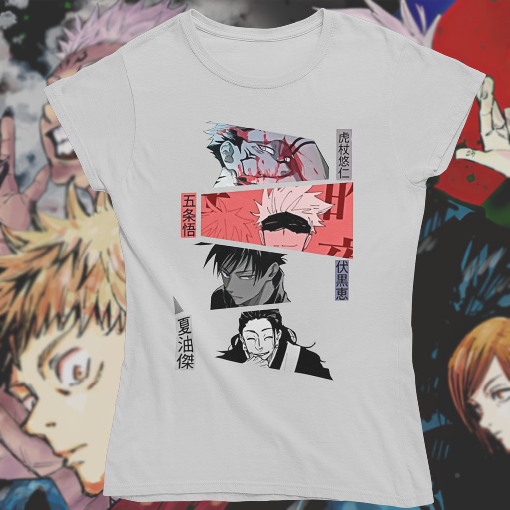 Camiseta Feminina T-shirt Baby Look Anime Jujutsu Kaisen Personagens Eyes |  Shopee Brasil