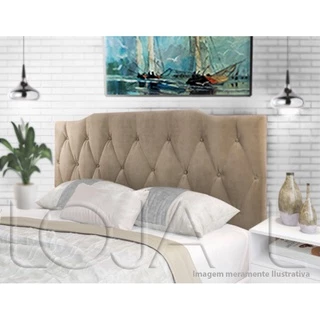 Cabeceira Estofada 1,40 x 55 Dobrável Nicole Cama Areia Suede