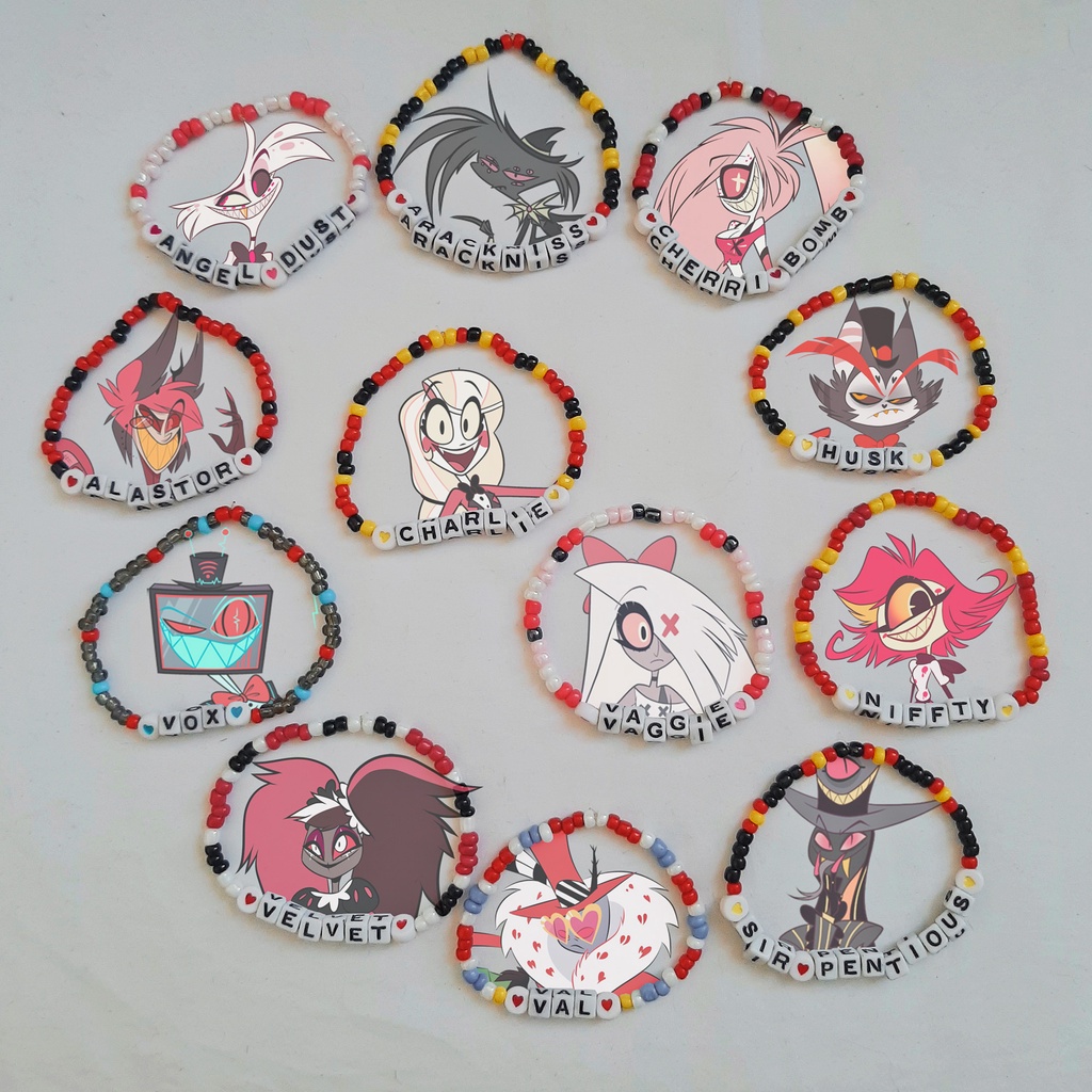 Hazbin hotel pulseiras alastor angel dust arackniss charlie cherri