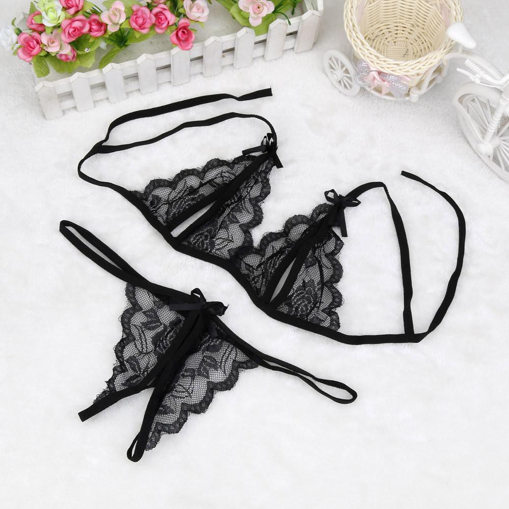 Conjunto Lingerie Sexy Renda Calcinha E Suti Com Abertura Conjunto de Lingerie Sexy Feminina Suti de Renda Roupa de Dormir Babydoll com Calcinha