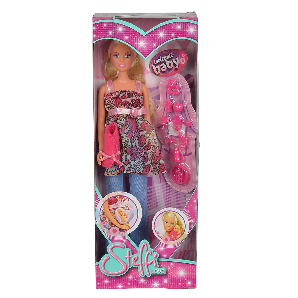 Boneca Gravida E Bebê Filhinha Loira Vestido Rosa : :  Brinquedos e Jogos