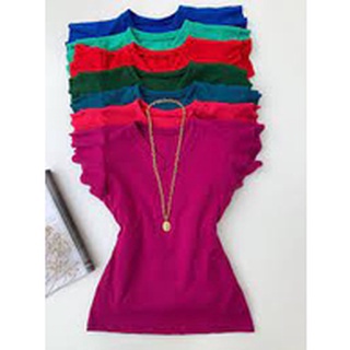 Kit 2 Blusas feminina canelada com babado