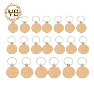 20Pcs Chaveiro De Madeira Redondo Em Branco DIY Tag