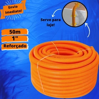 Conduite Corrugado Eletroduto 1" Reforçado 50m p/ Elétrica Laranja