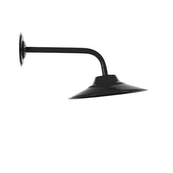 Arandela Retrô Externa Prato Alumínio Braço Curvo 30cm Preto