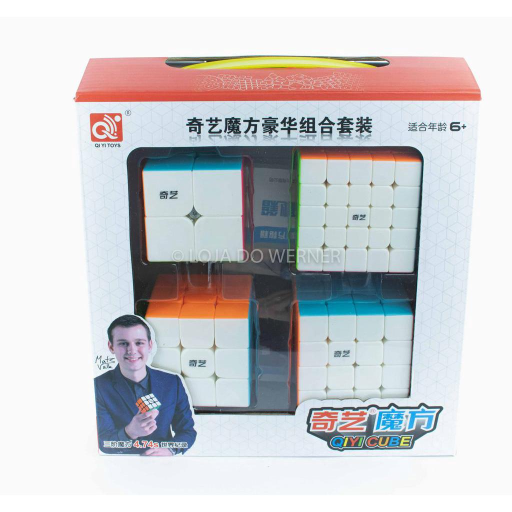 Cubo Mágico Qiyi Kit 4 Peças - Speed 2x2, 3x3, 4x4 e 5x5 S