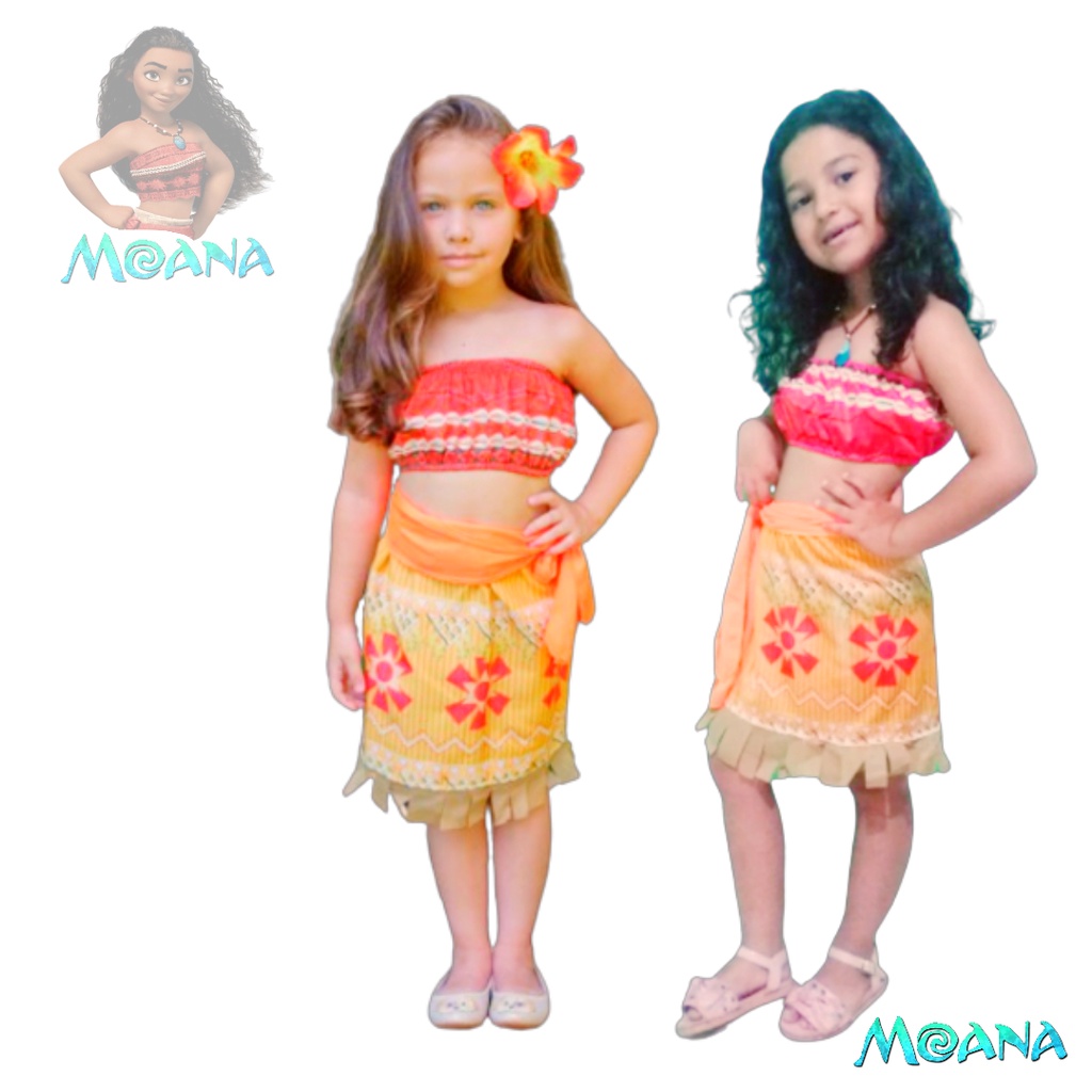 Halloween Fantasia Moana Cosplay Menina Verão Princesa Chique Roupas  Infantis Vouana Roupa Para 2-10Y