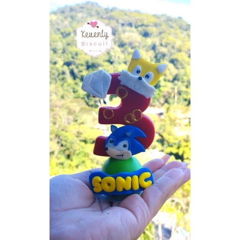 Topo De Bolo / Vela: Sonic Correndo (biscuit)