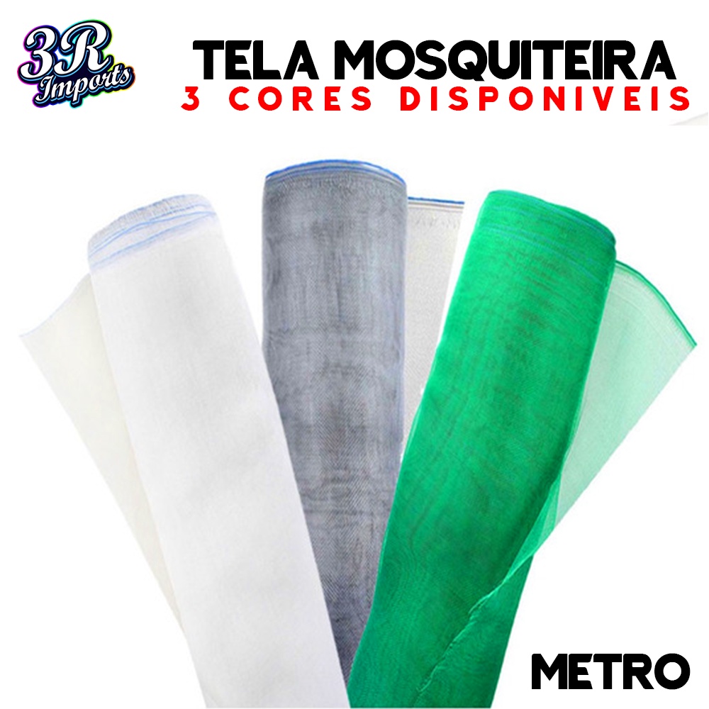 Tela Mosquiteira de Nylon 1,20 Altura branca/verde/cinza metro tela proteção janelas