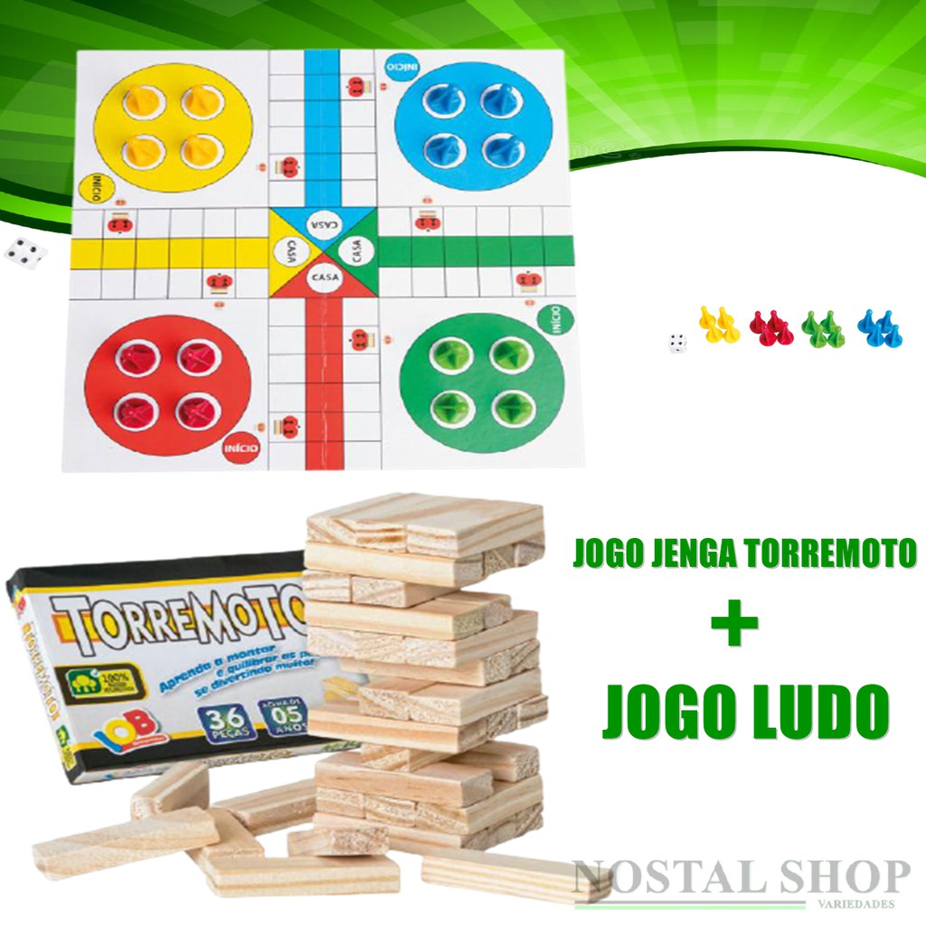 Brinquedo Jogo ludo com 16 peões e 1 dado - NostalShop