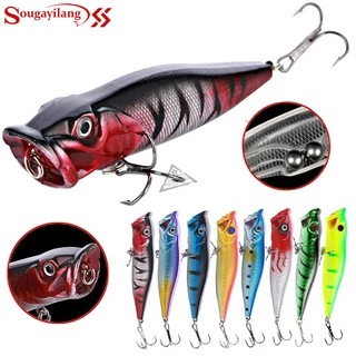 Sougayilang Iscas De Pesca Isca Popper Com Dois Anzóis De Robalo