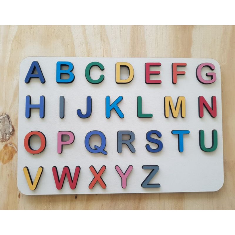 Quebra-Cabeça de Encaixe Letras - Alfabeto de Madeira - Brinquedo Educativo