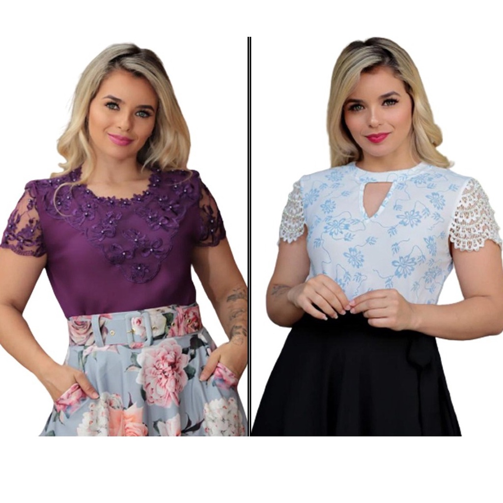 BLUSINHA FEMININA MODA SOCIAL EVANGELICA KIT 5