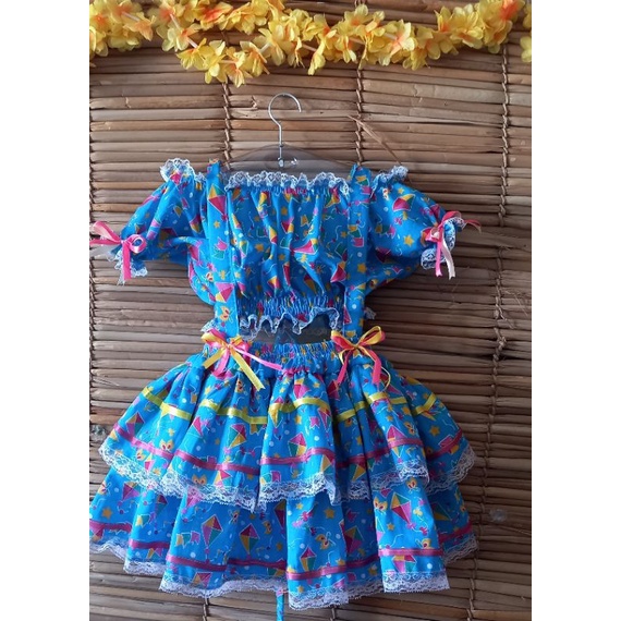 Vestido de quadrilha 2024 infantil de chita