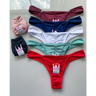 kit 5 Calcinha modelo tanga com fivelas na lateral lingerie feminina tanga poliéster C12 novo